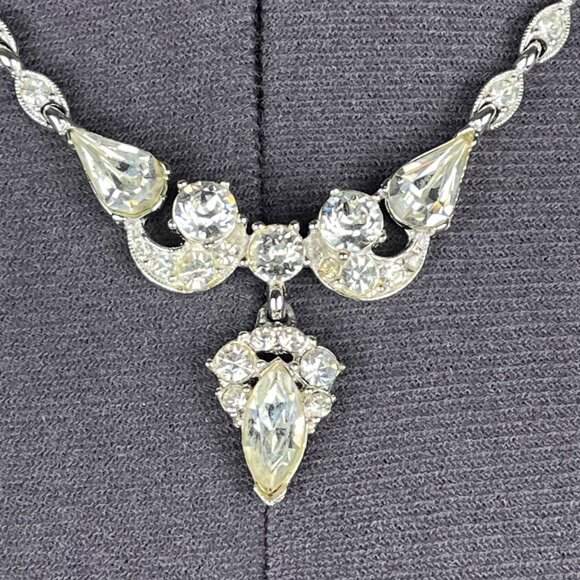 Vintage Bogoff Clear Rhinestone Crystal Choker Necklace - Picture 2 of 10
